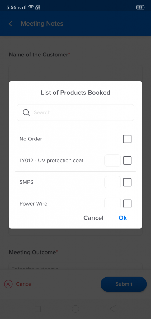 Lystloc Product List in Mobile Screen
