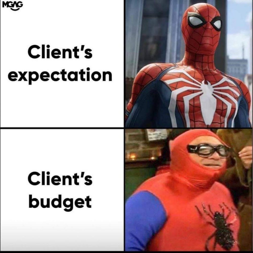 client expectation budget meme