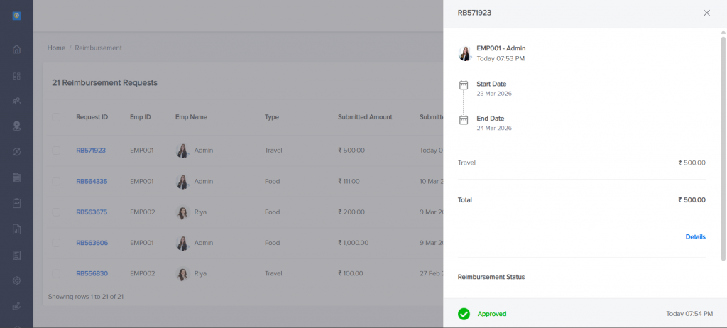 Field Sales Employee Reimbursement Approved 