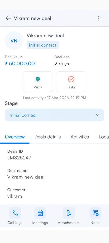 Lystloc Field Sales CRM : Deals Module