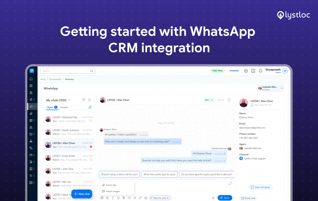 WhatsApp CRM Integration - Field Sales